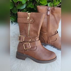 Tan Faux Leather Toddler Boots